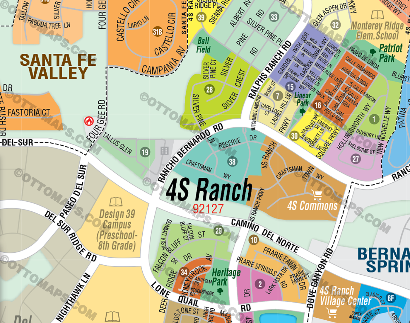 4S Ranch Map, San Diego County, CA - FILES - PDF and AI Files, editable, vector, royalty free