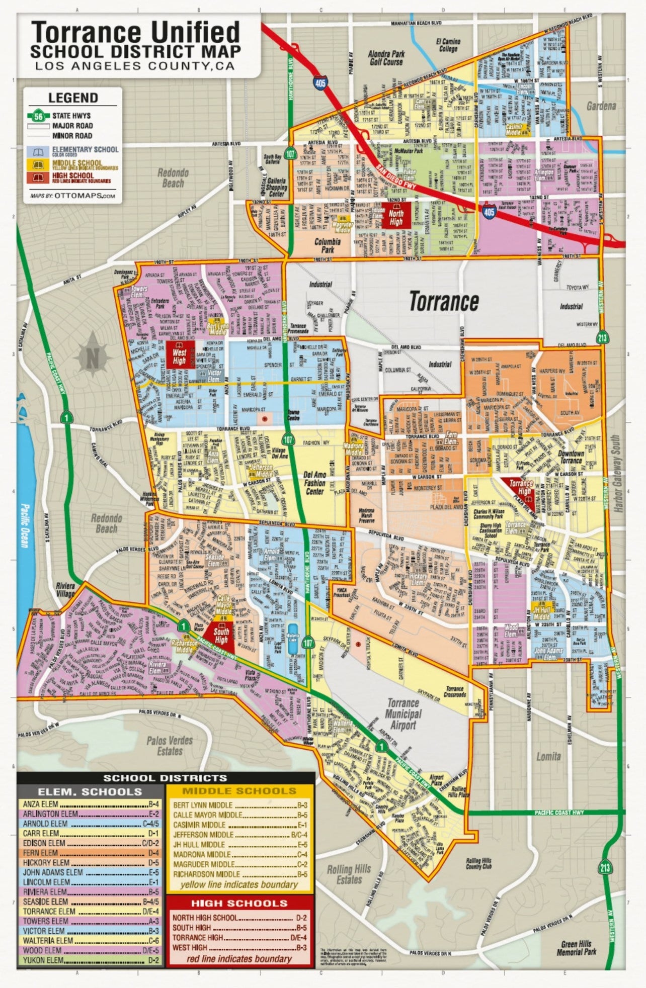 Torrance Unified School District Map - POSTER PRINT