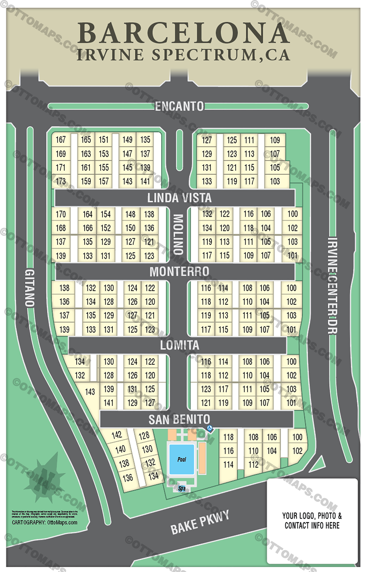Barcelona Map, Irvine Spectrum, CA - FILES - PDF and AI Files, editable, vector, royalty free