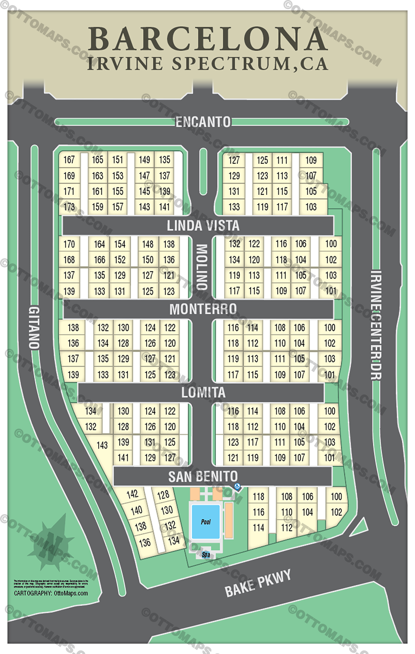 Barcelona Map, Irvine Spectrum, CA - POSTER PRINTS