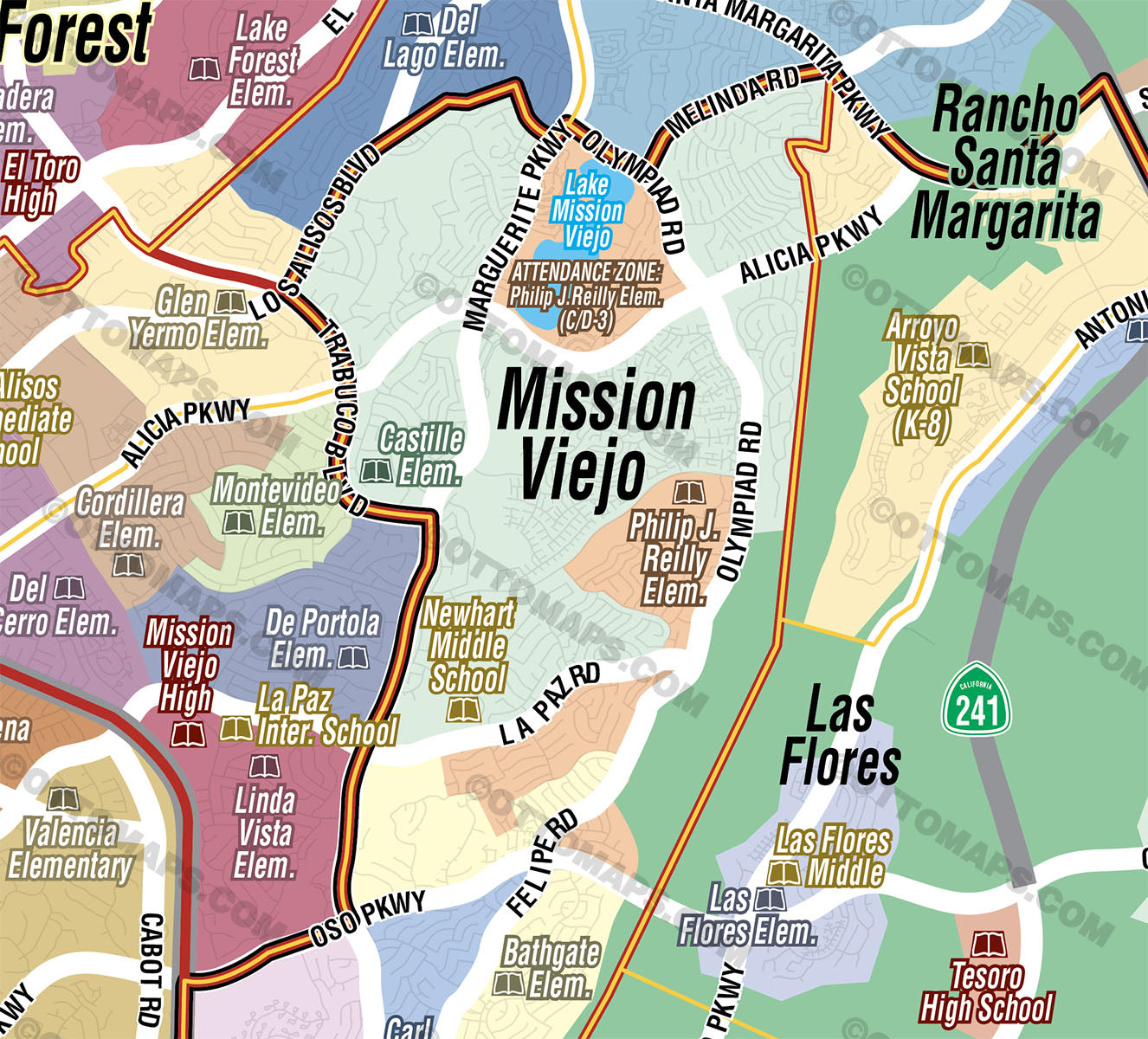 Capistrano Unified and Saddleback Unified School District Map - Orange County, CA - FILES - PDF and AI, editable, vector, royalty free