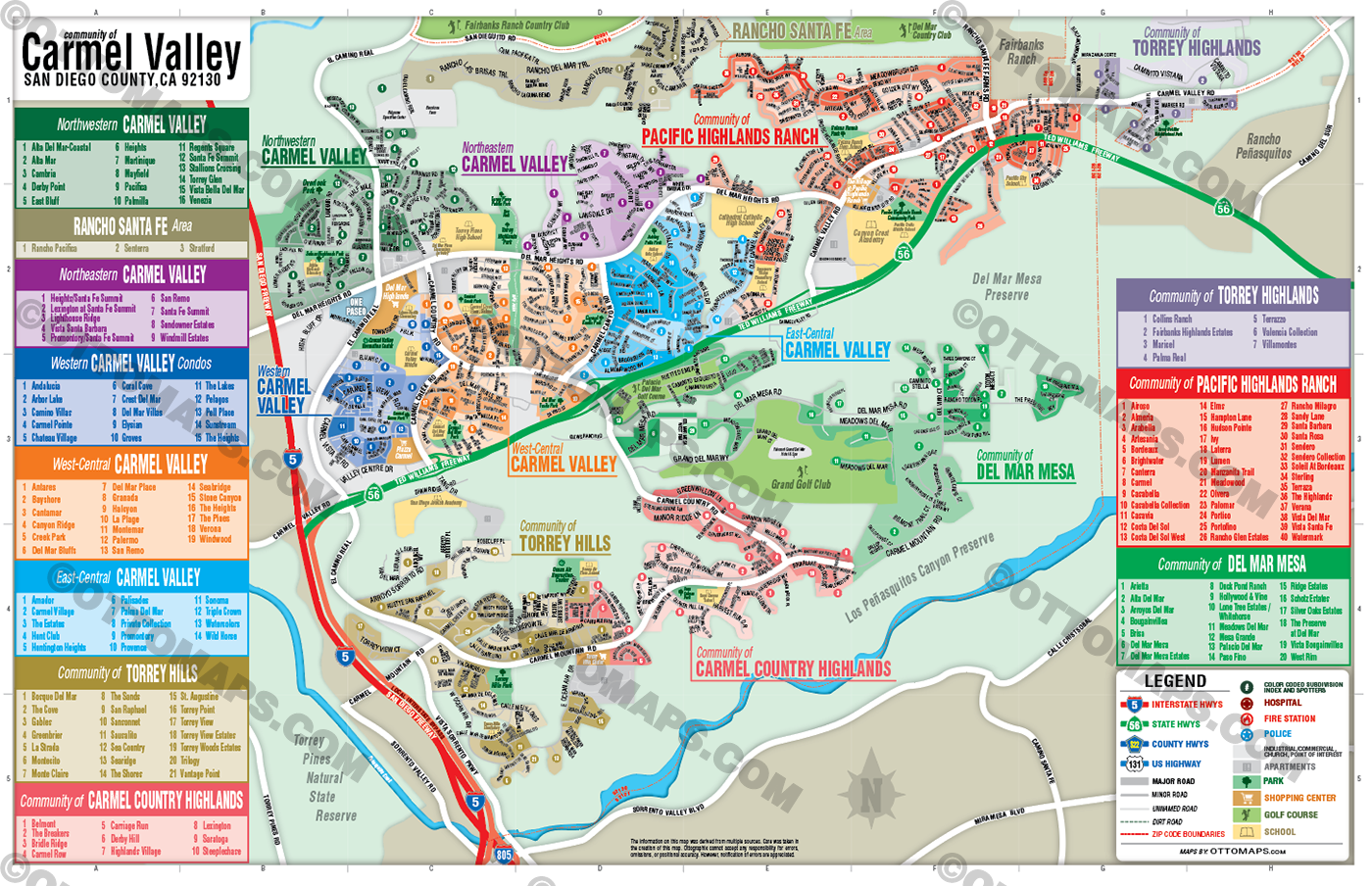 Carmel Valley Map, San Diego County, CA - FILES - PDF and AI Files, editable, vector, royalty free - no box