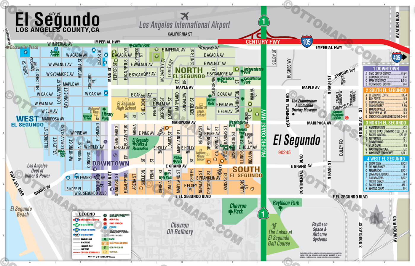 El Segundo Map, Los Angeles County, CA - FILES - PDF and AI Files, editable, vector, royalty free