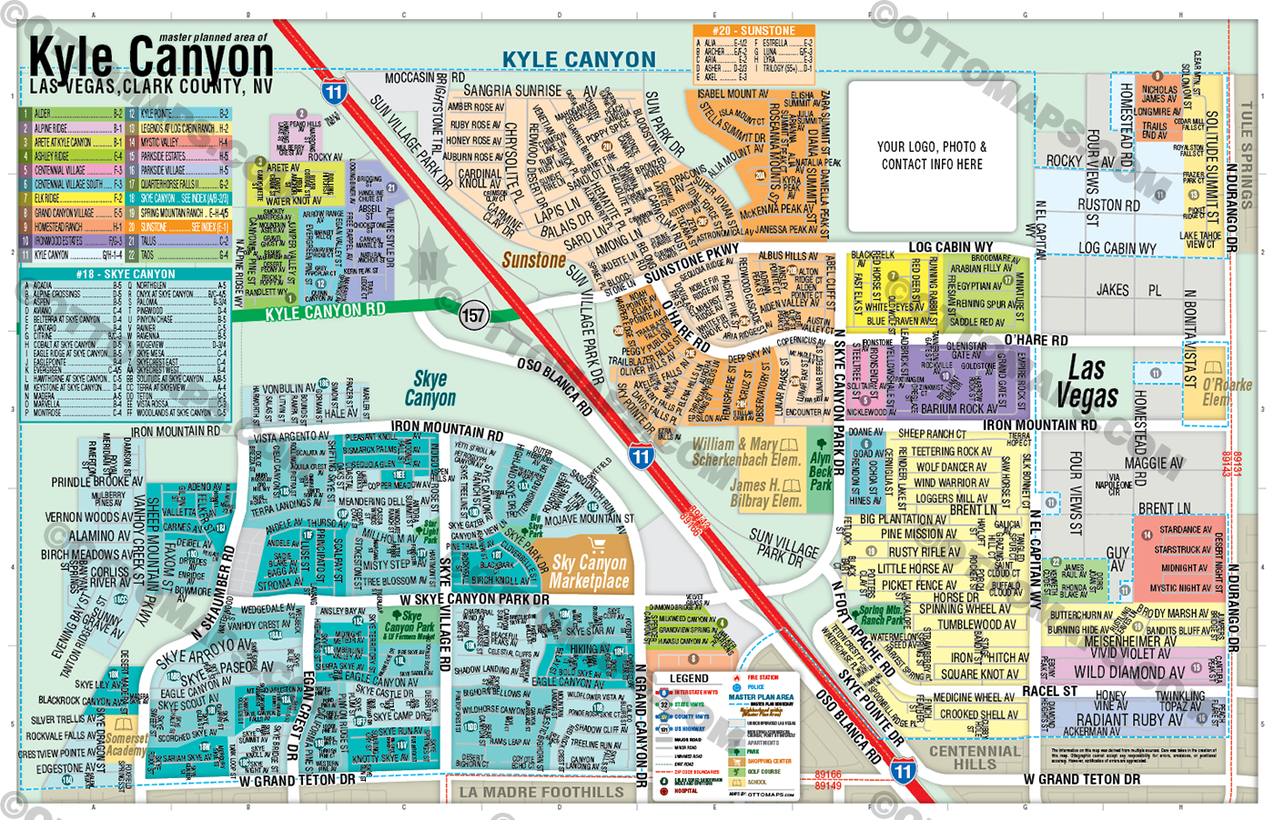 Kyle Canyon Map, Las Vegas, NV - FILES - PDF and AI, editable, vector, royalty free with box