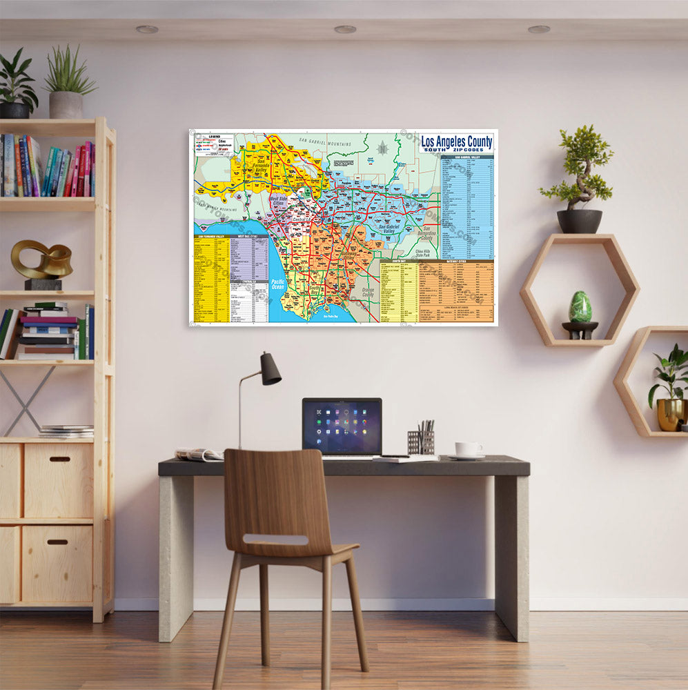 Los Angeles Zip Code Map - SOUTH (Areas Colored) - POSTER PRINTS