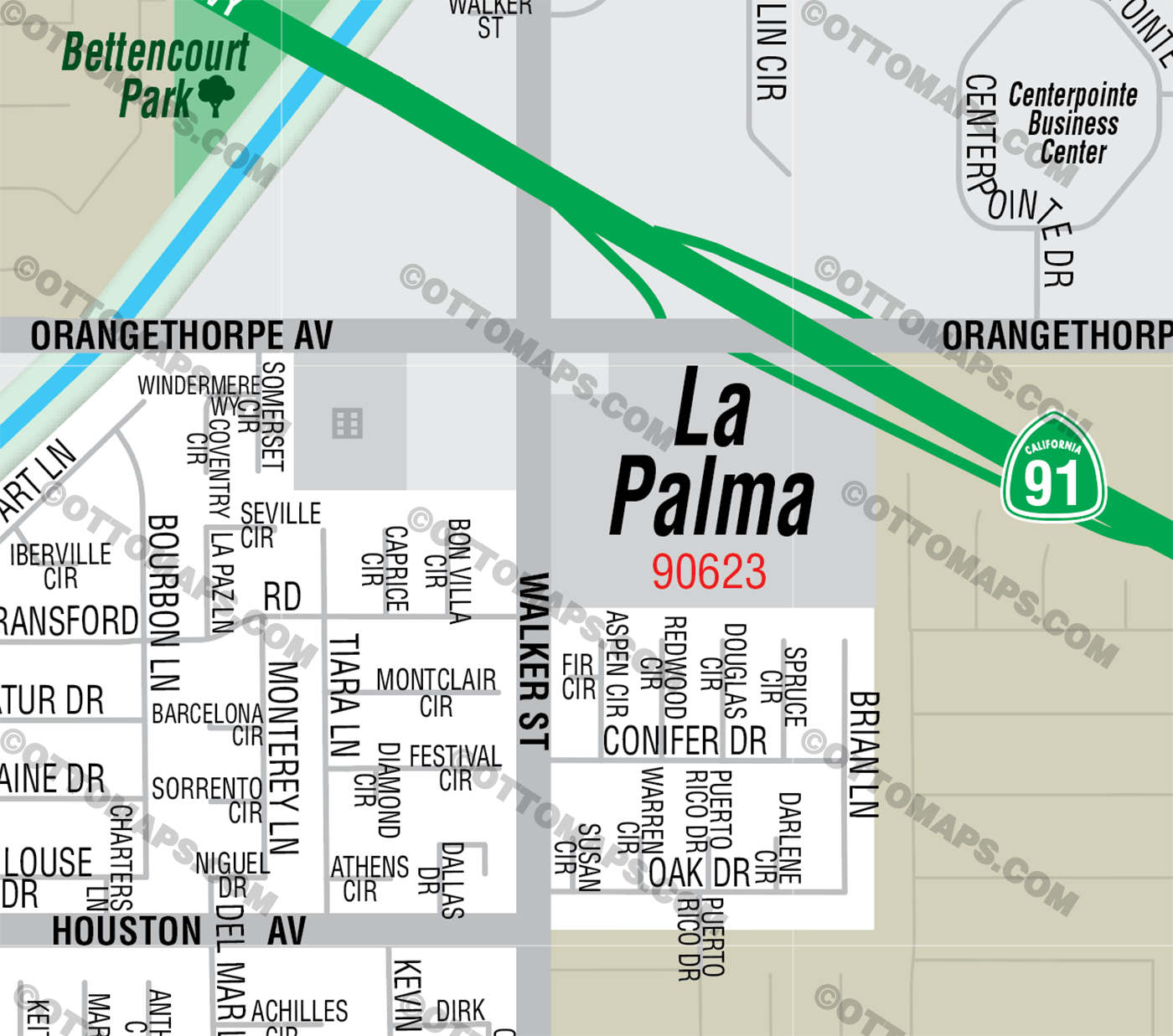 La Palma Map, Orange County - FILES - PDF and AI, editable, vector, royalty free
