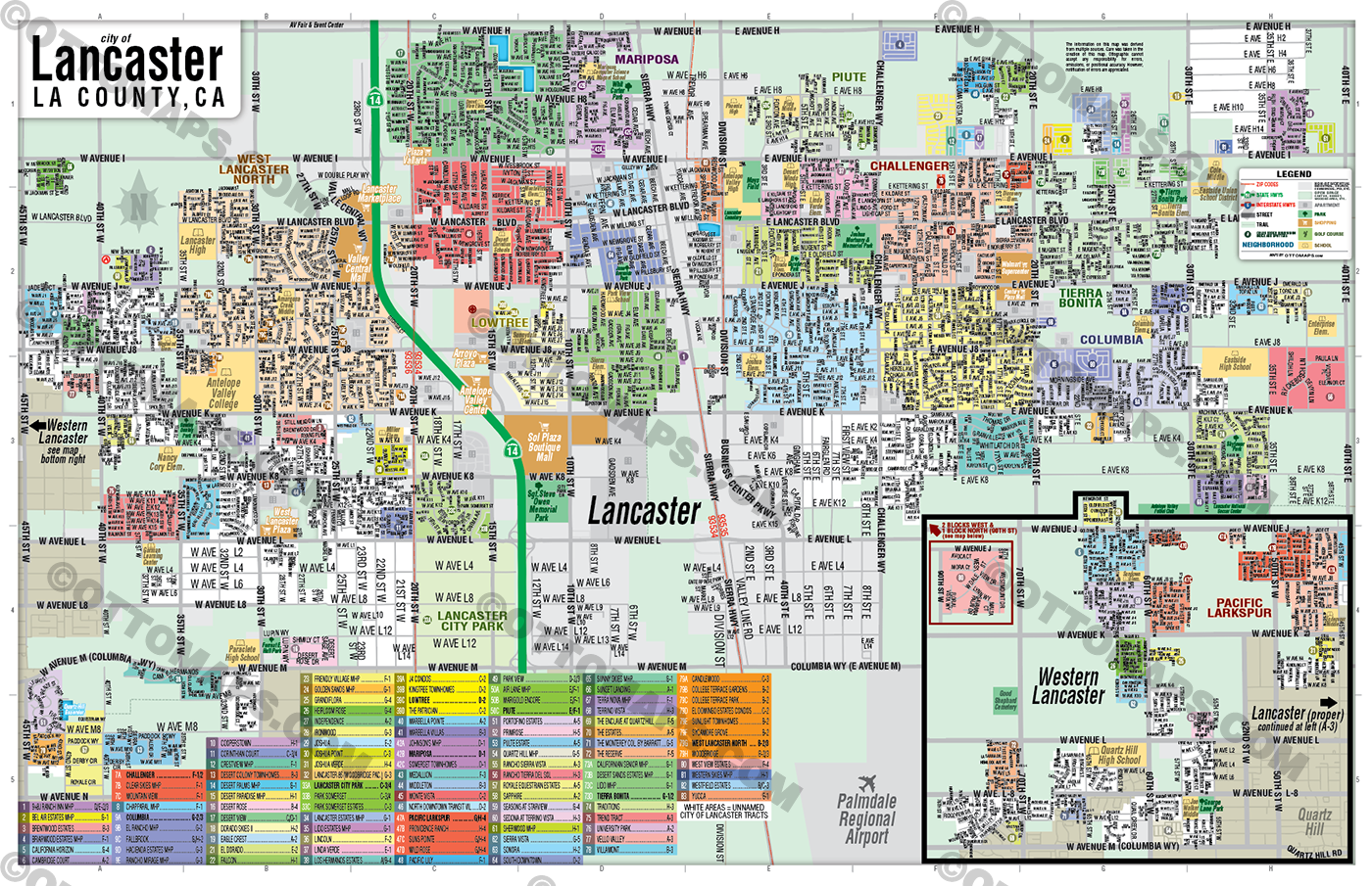 Lancaster Map, Los Angeles County, CA - FILES - PDF and AI Files, editable, vector, royalty free