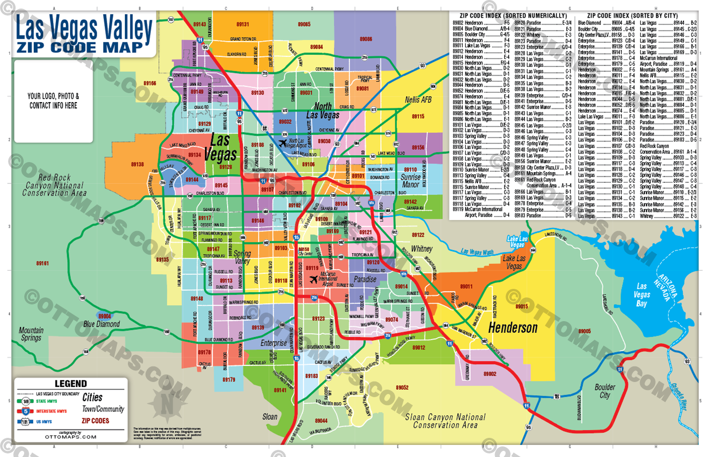 Las Vegas Valley Zip Code Map - FILES - PDF and AI Files, editable, vector, royalty free
