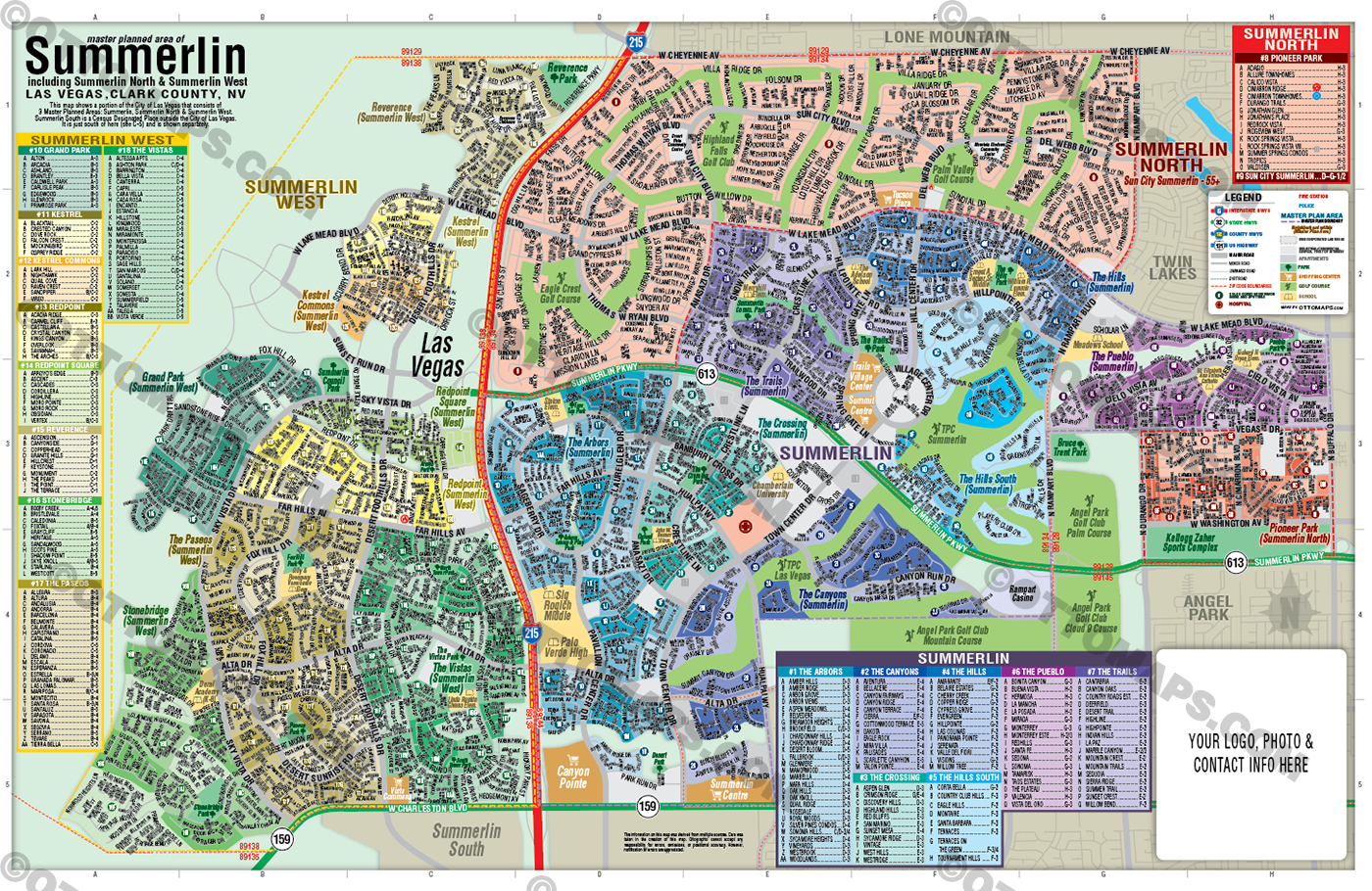 Summerlin, Las Vegas, NV - FILES - PDF and AI, editable, vector, royalty free - with box
