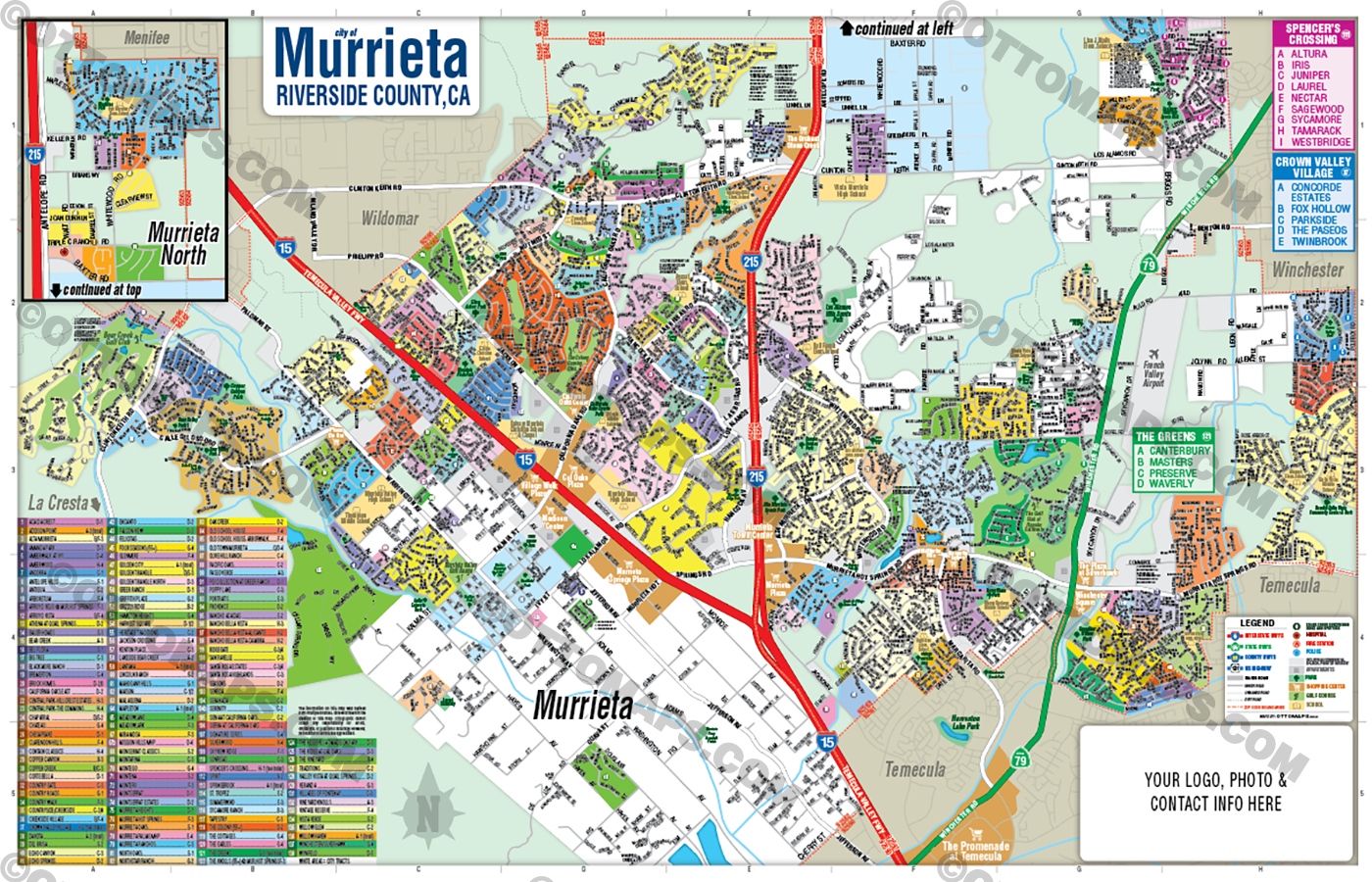 Murrieta Map, Riverside County, CA - FILES - PDF and AI Files, editable, vector, royalty free