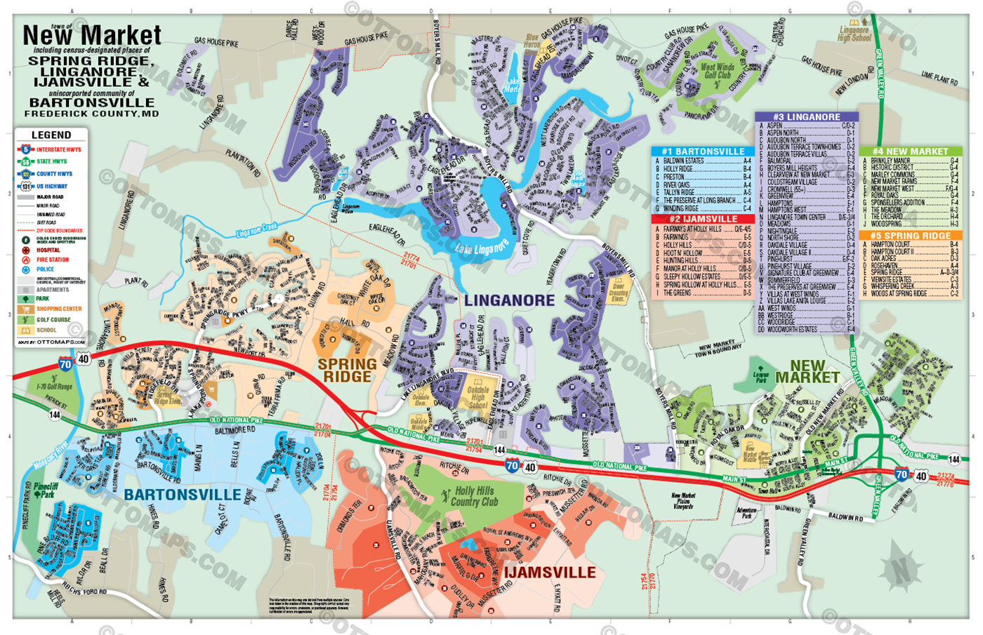 New Market Area Map, Frederick County, MD - FILES - PDF and AI Files, editable, vector, royalty free - no box