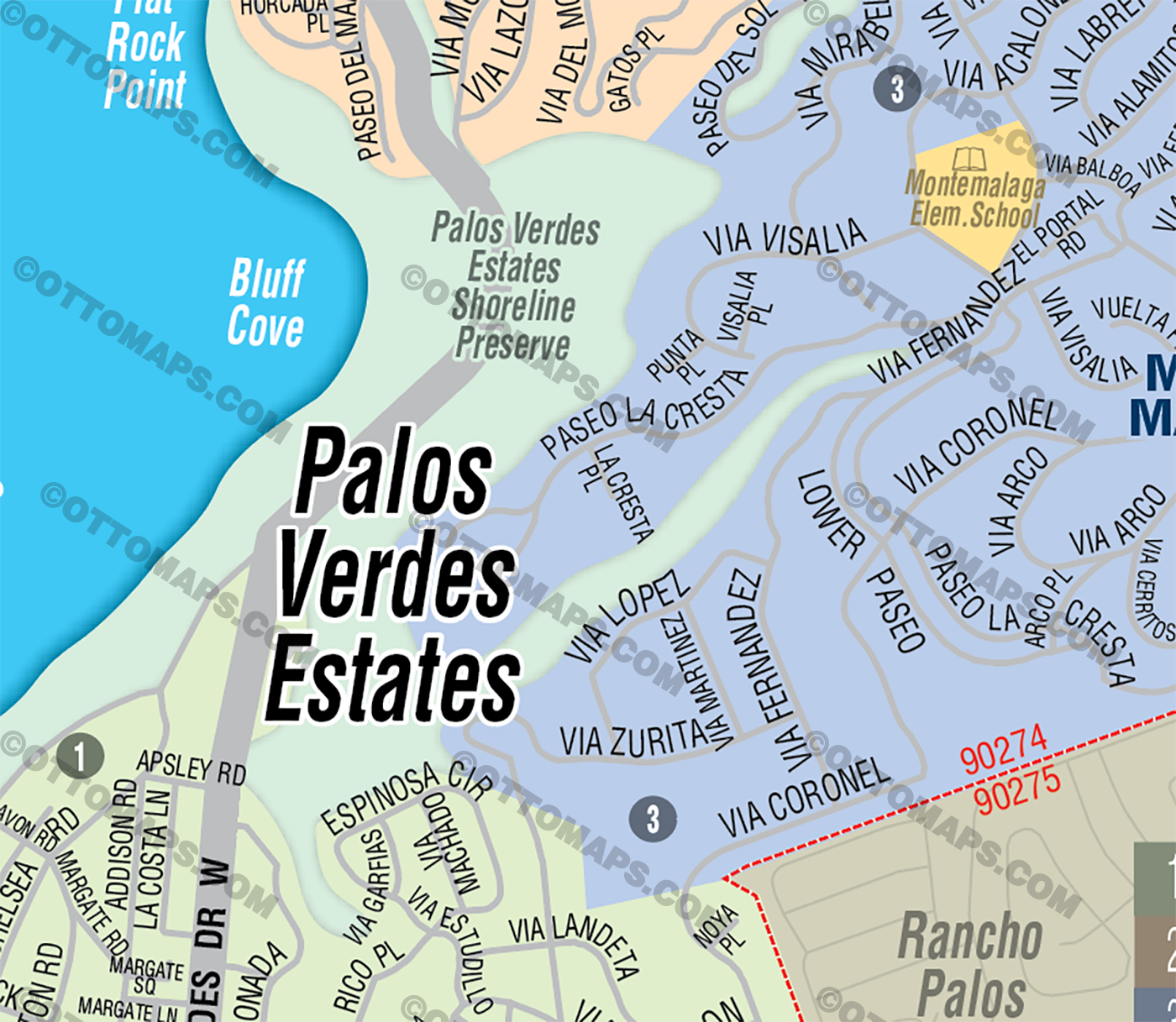 Palos Verdes Estates, LA County, CA - FILES - PDF and AI, editable, vector, royalty free