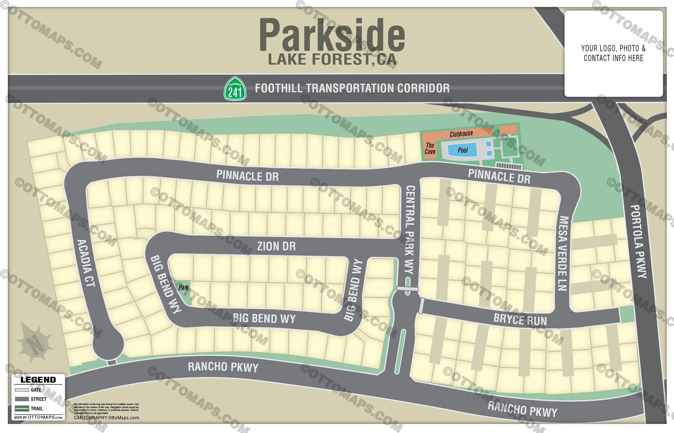 Parkside Map, Irvine, CA - FILES - PDF and AI, editable, vector, royalty free