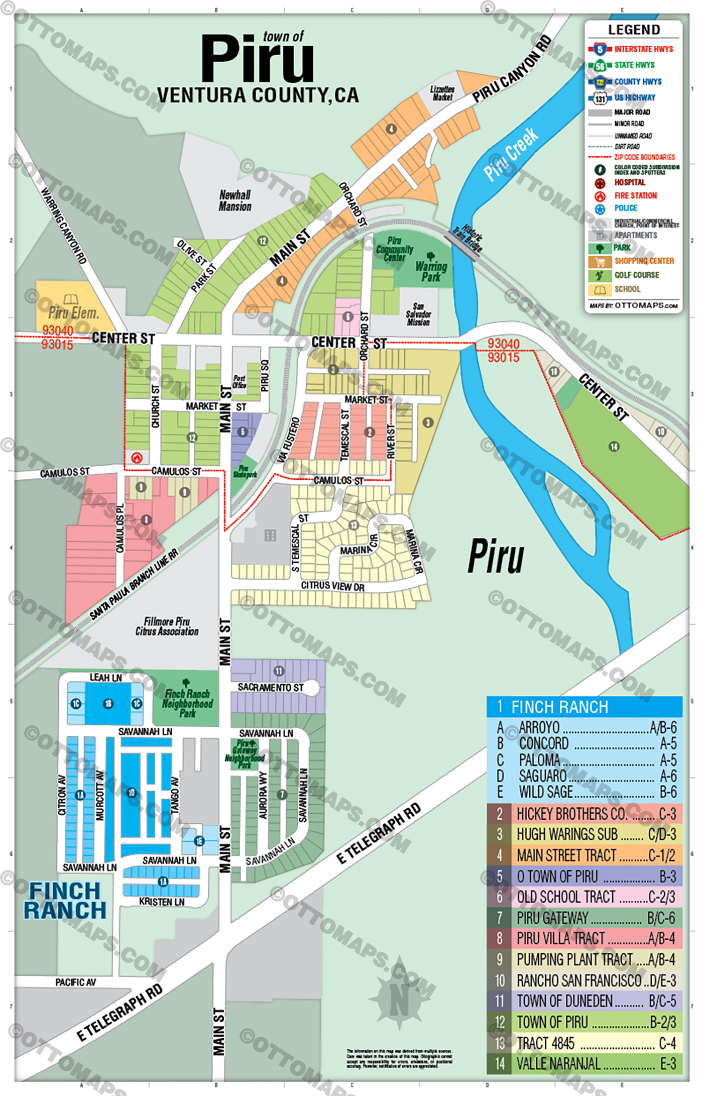 Piru Map, Ventura County, CA - POSTER PRINTS