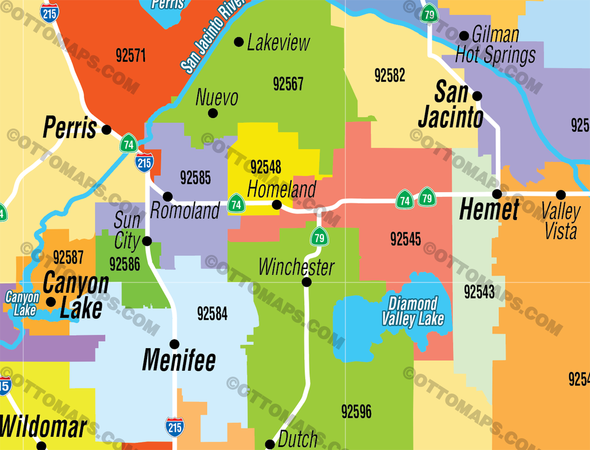 Riverside County Zip Code Map Zip Codes Colorized Files Pdf And Otto Maps 0834