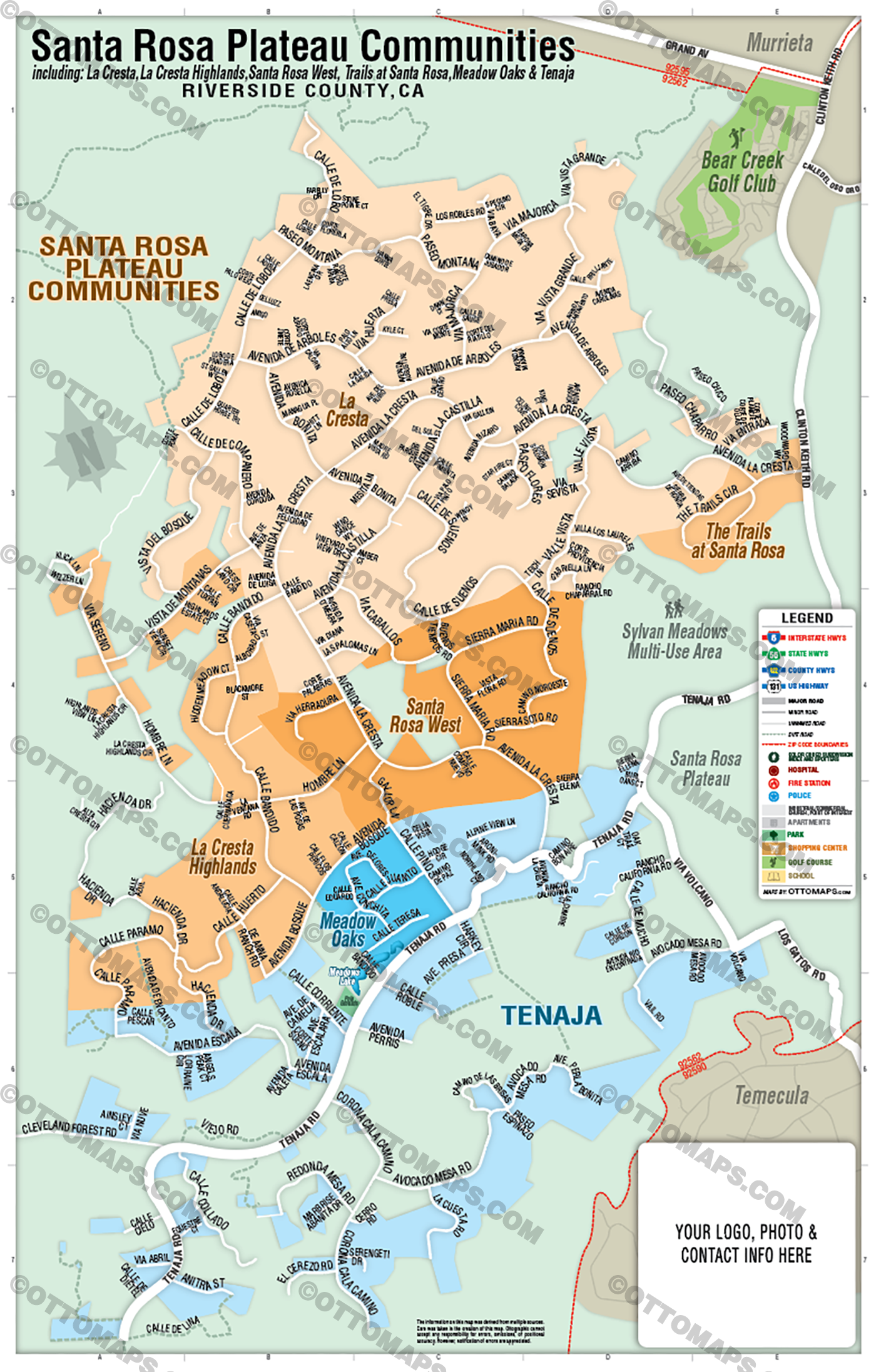 Santa Rosa Plateau Communities - La Cresta Map, Riverside County, CA - FILES - PDF and AI Files, editable, vector, royalty free