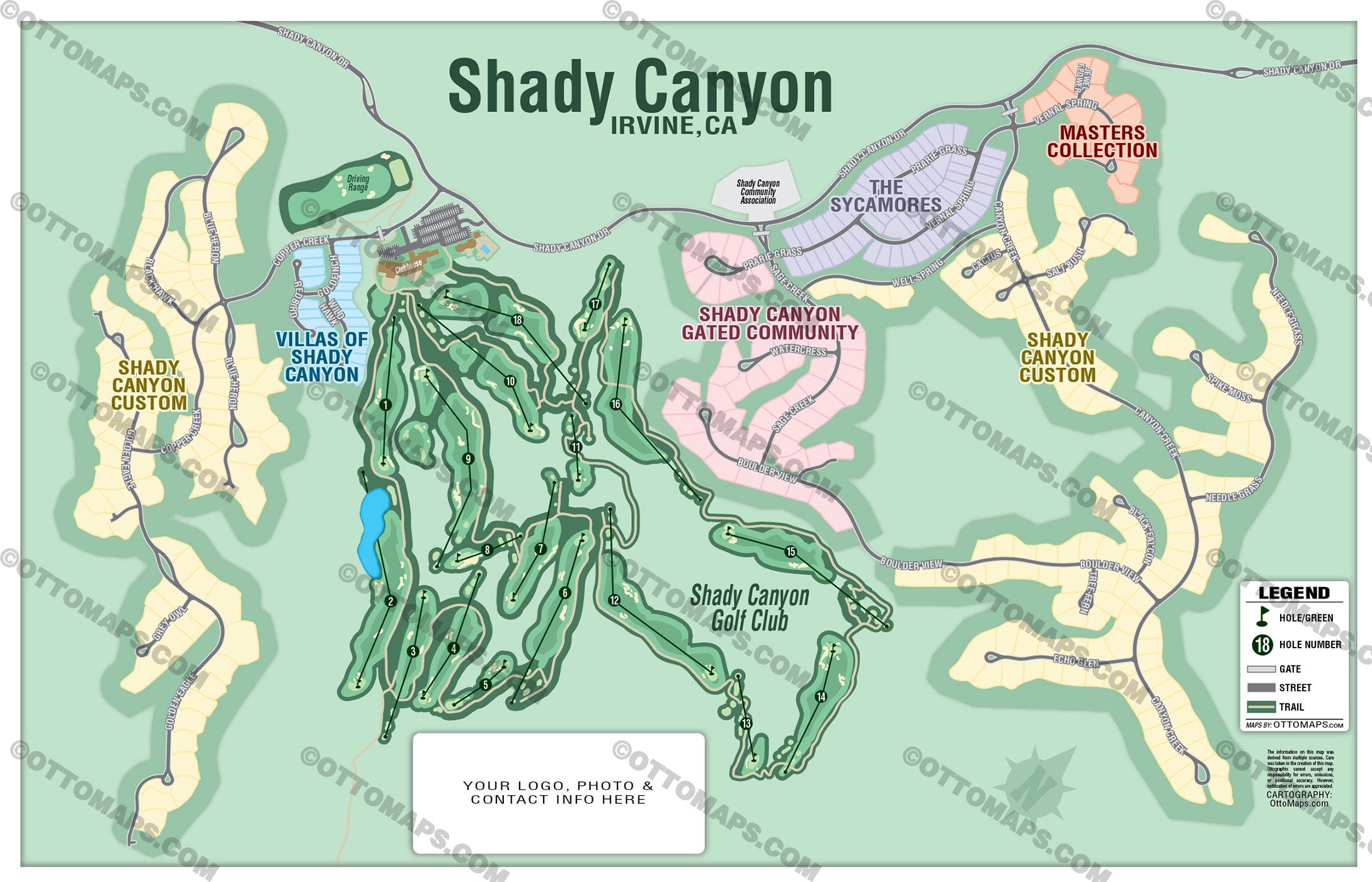 Shady Canyon Map, Irvine, CA - FILES - PDF and AI, editable, vector, royalty free