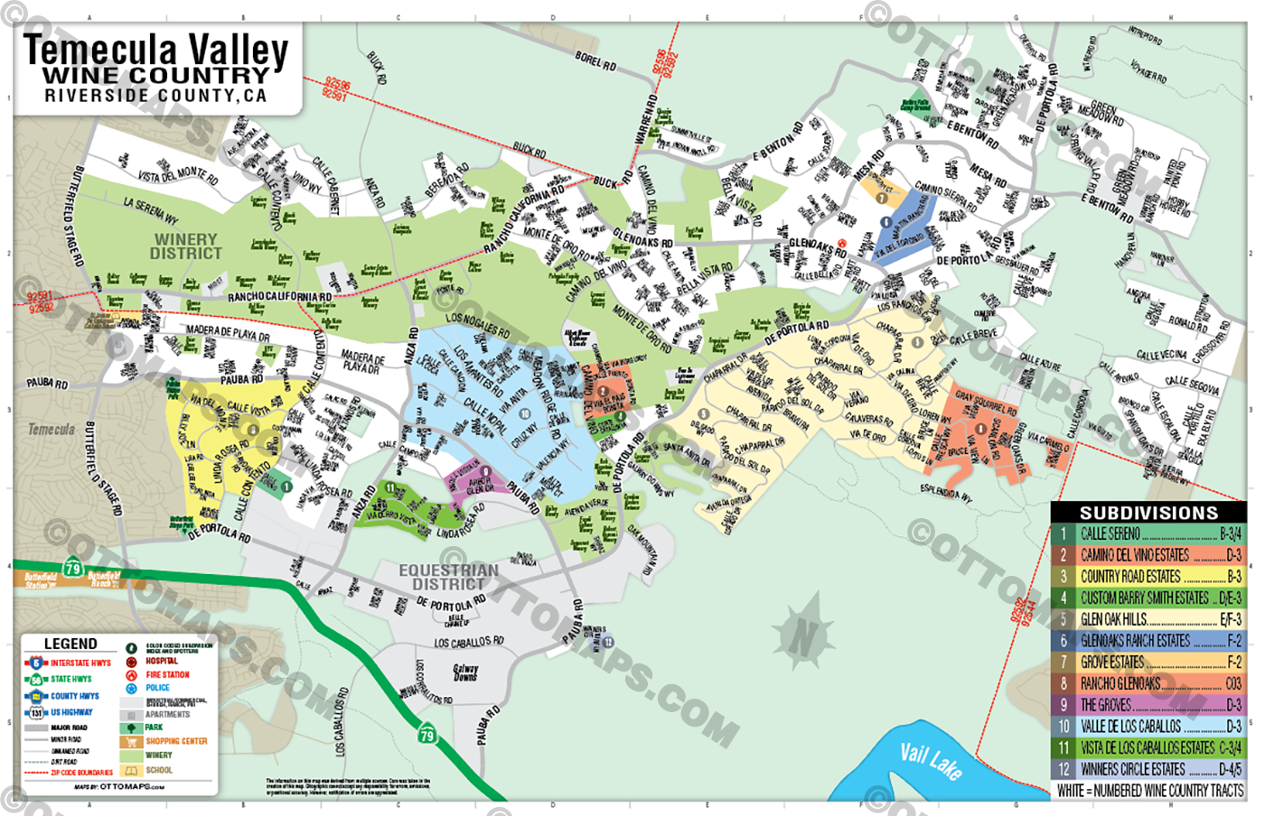 Temecula Valley Wine Country Map - FILES: PDF and AI, vector 