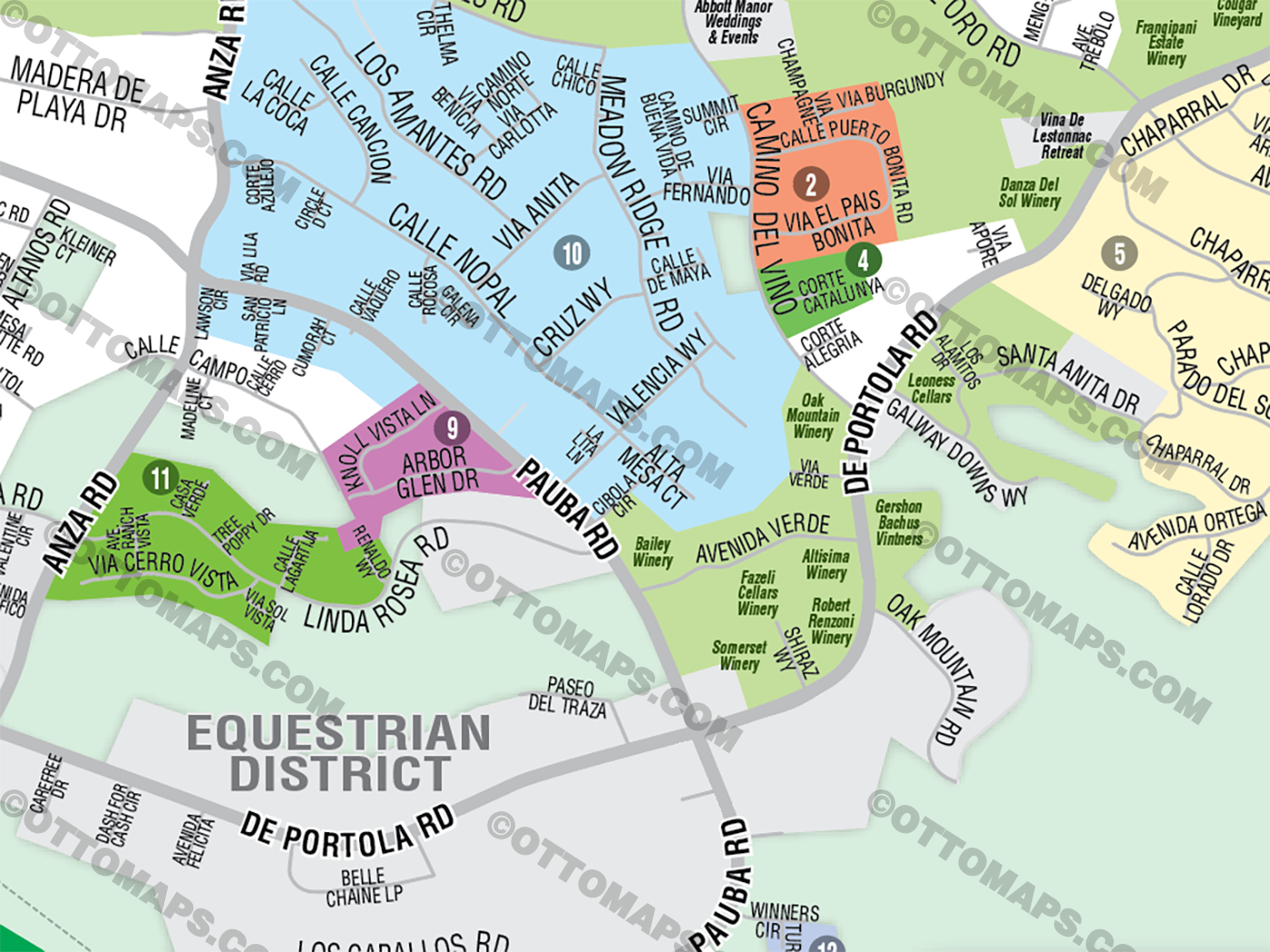 Temecula Valley Wine Country Map - FILES - PDF and AI Files, editable, vector, royalty free