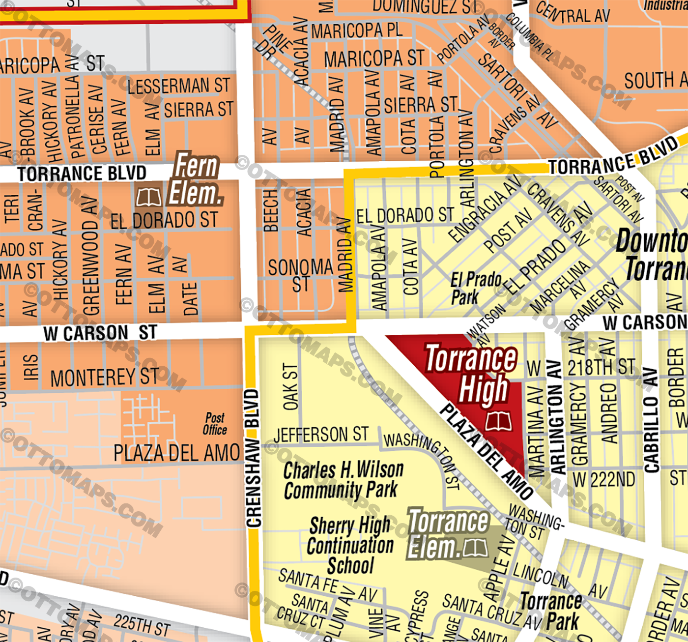 Torrance Unified School District Map - FILES - PDF and AI, editable, vector, royalty free