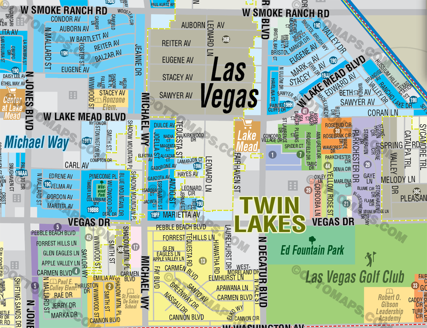 Twin Lakes, Las Vegas, NV - FILES - PDF and AI, editable, vector, royalty free zoomed