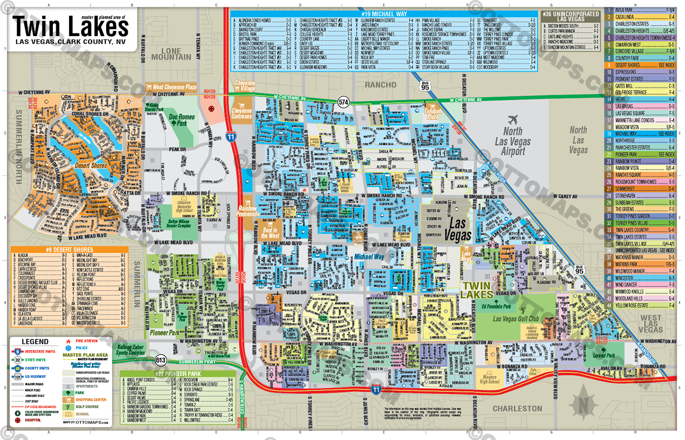 Twin Lakes, Las Vegas, NV - FILES - PDF and AI, editable, vector, royalty free without box