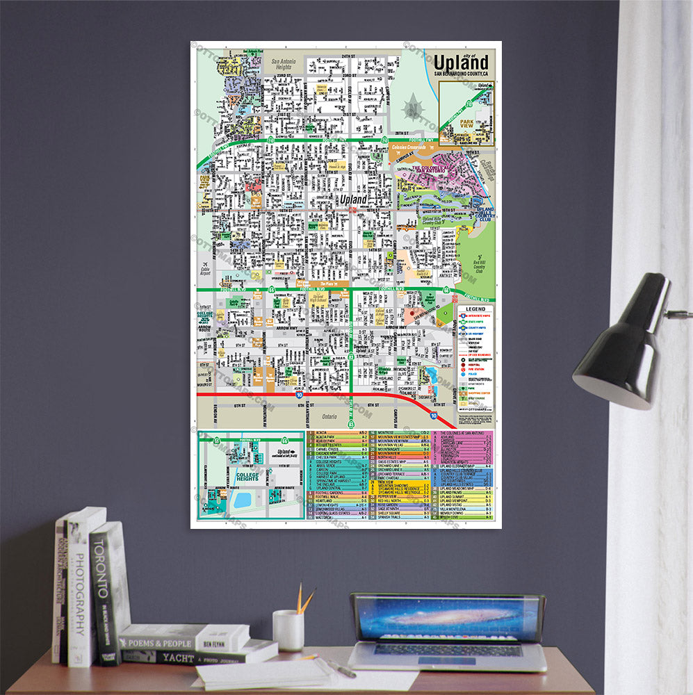 Upland Map, San Bernardino County, CA - POSTER PRINTS