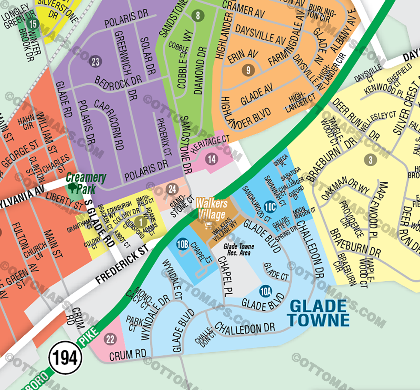 Walkersville Map, Frederick County, MD - FILES - PDF and AI Files, editable, vector, royalty free - zoom