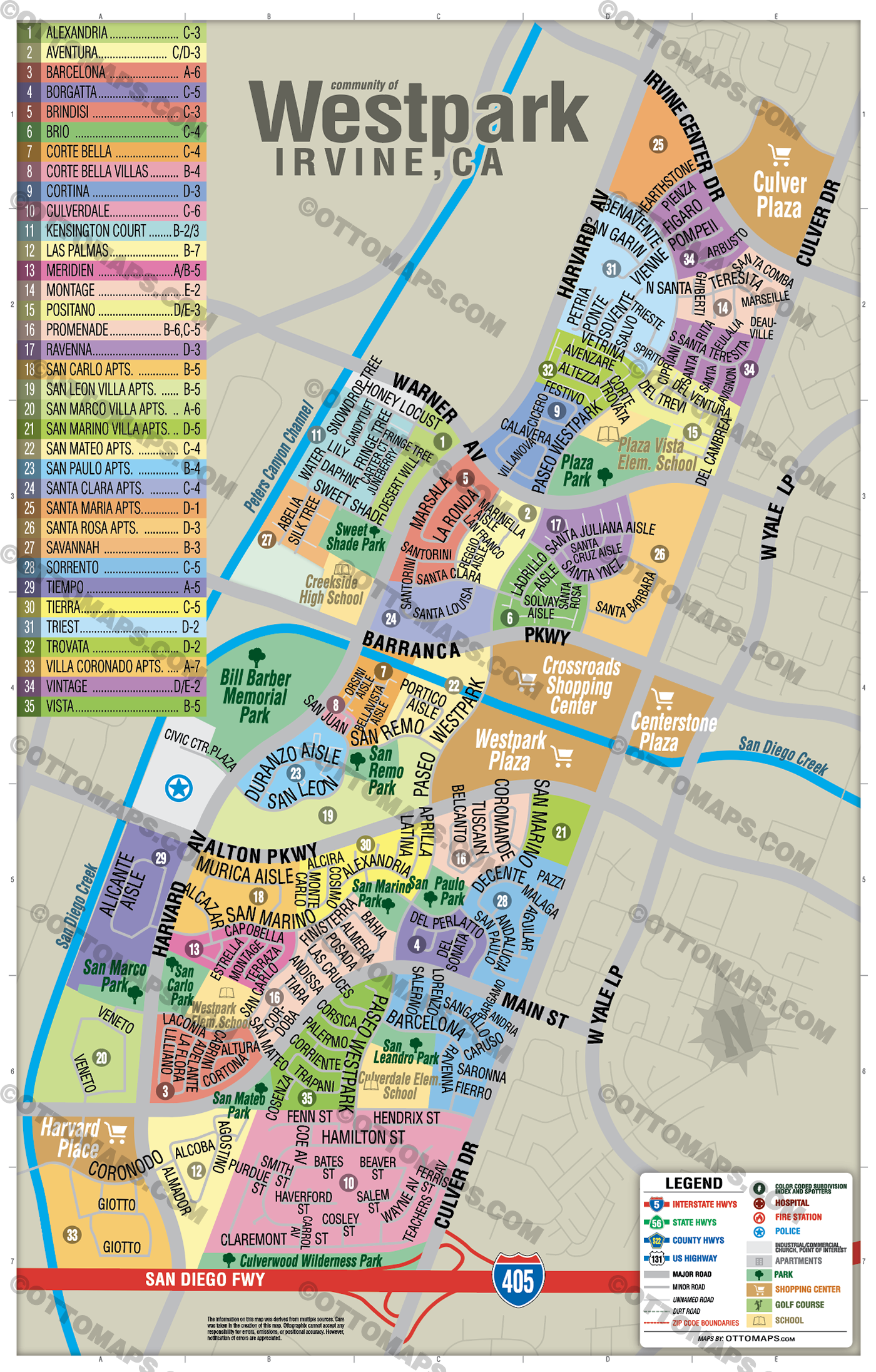 Westpark Map, Irvine, CA - PDF, editable, royalty free