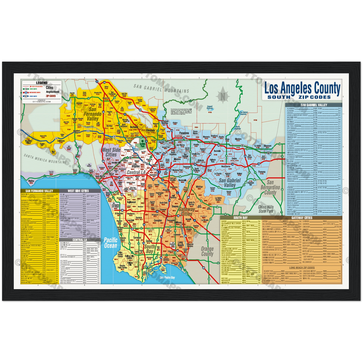 los-angeles-zip-code-map-south-areas-colored-poster-prints-otto