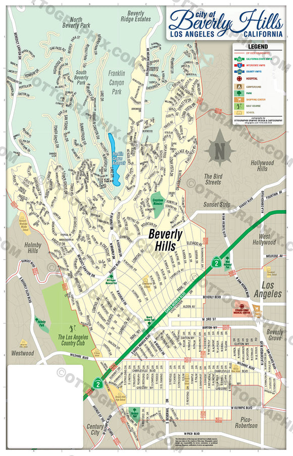 Beverly Hills Map - PDF, editable, royalty free