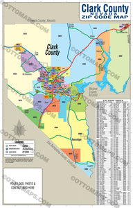 Clark County Nevada Zip Code Map - PDF, editable, royalty free