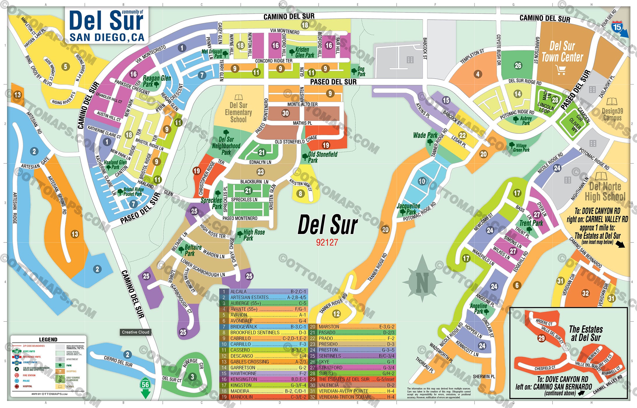 Del Sur Map - PDF, layered, editable