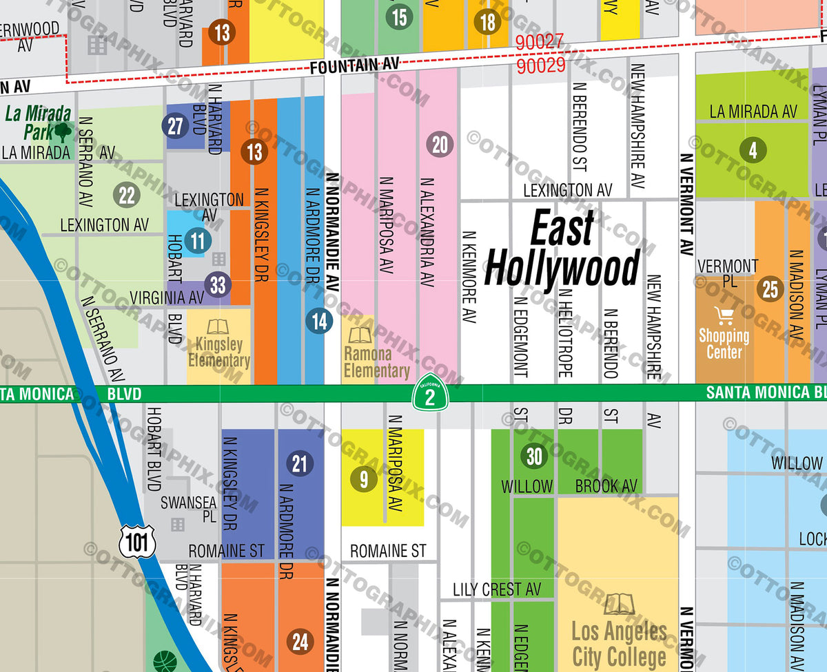 Zip Code Hollywood Los Angeles Multiple Colors