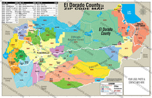 El Dorado County Zip Code Map - PDF, editable, royalty free