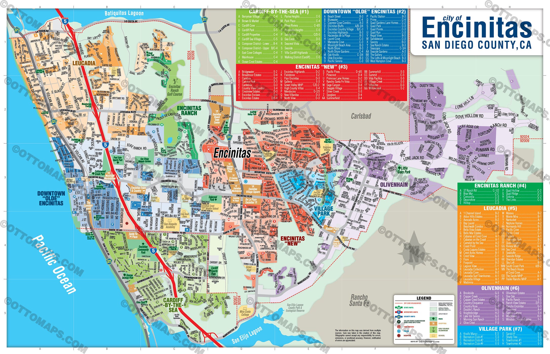 Encinitas Map - PDF, editable, royalty free
