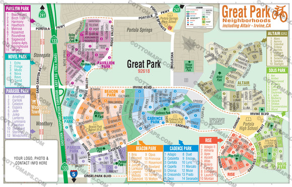 Great Park Map, Irvine - PDF, editable, royalty free