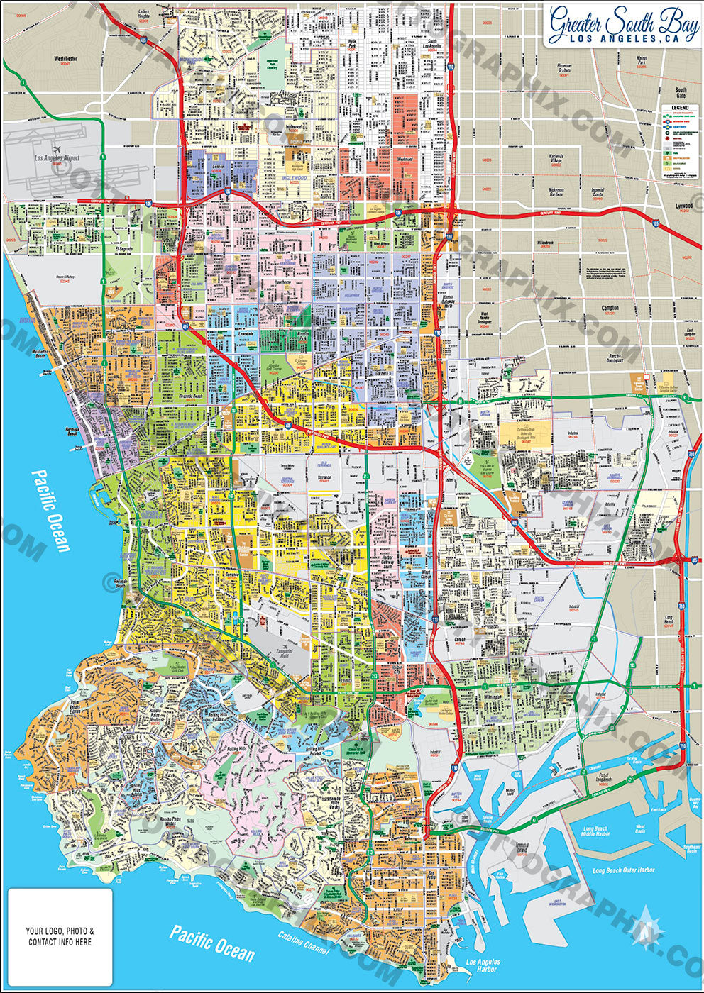 Greater South Bay Map - PDF, layered, editable