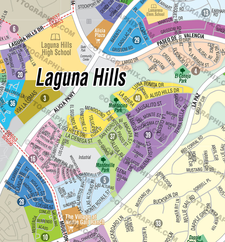 Laguna Hills Map, Orange County, CA - FILES - PDF and AI, editable, vector, royalty free