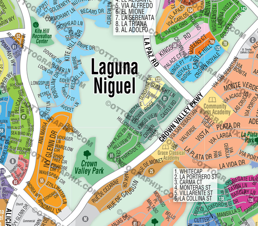 Laguna Niguel Map SOUTH, Orange County, CA - FILES - PDF and AI, editable, vector, royalty free