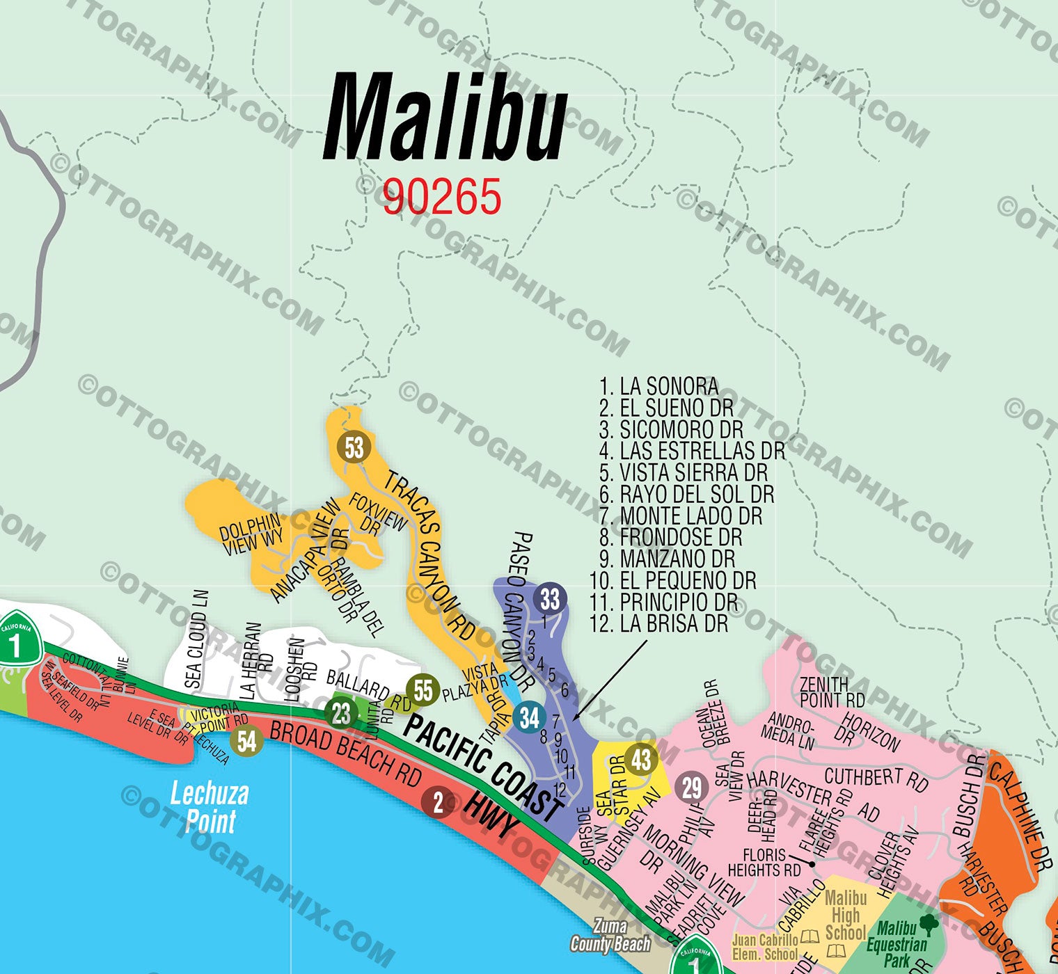 Malibu Map - WEST, Los Angeles County, CA
