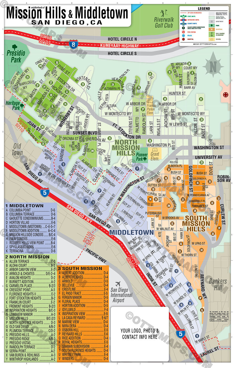 Mission Hills Map and Middletown San Diego Map – Otto Maps