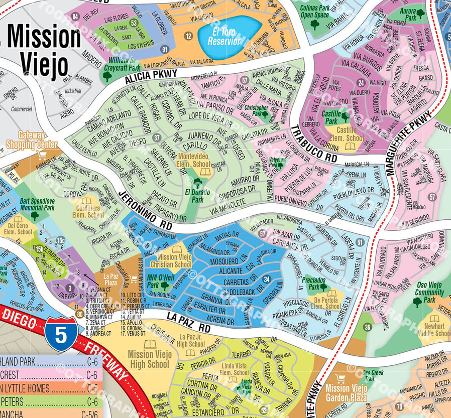 Mission Viejo Map, Orange County, CA - FILES - PDF and AI, editable, vector, royalty free