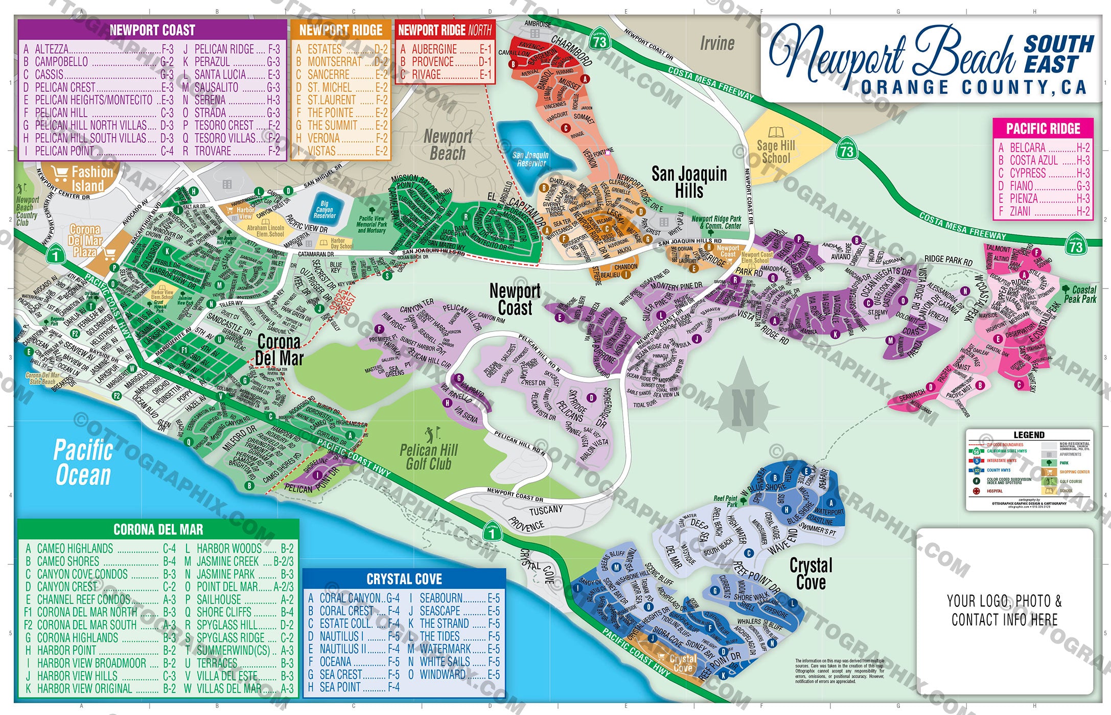 Newport Beach SOUTHEAST Map, Orange County, CA