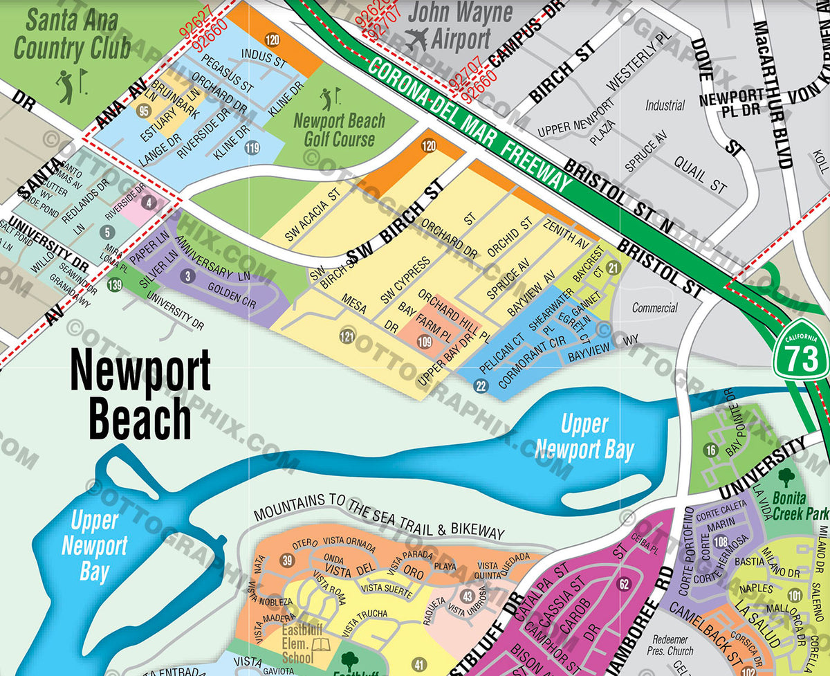 Newport Beach Map, Orange County, CA