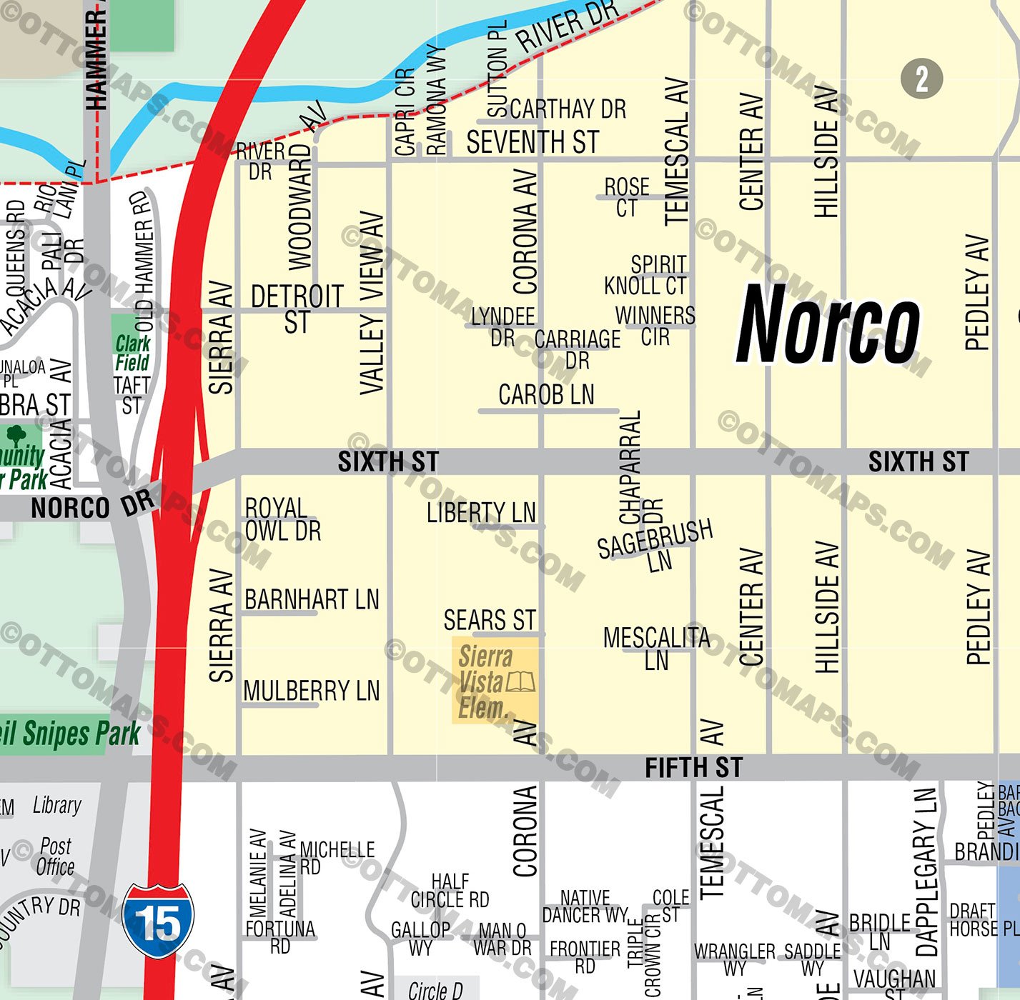 Norco Map, Riverside County, CA - FILES, PDF and AI, editable, vector, royalty fee