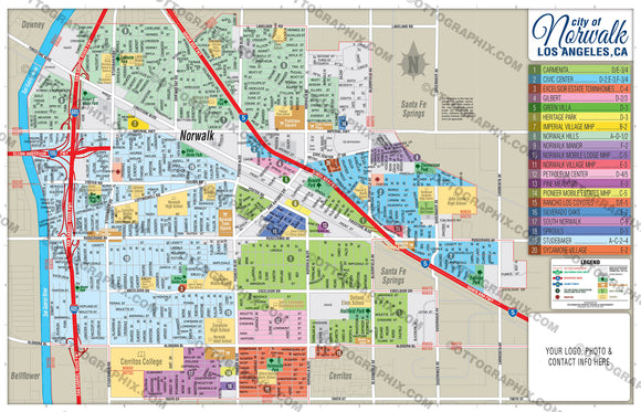 Norwalk Map, Los Angeles County, CA