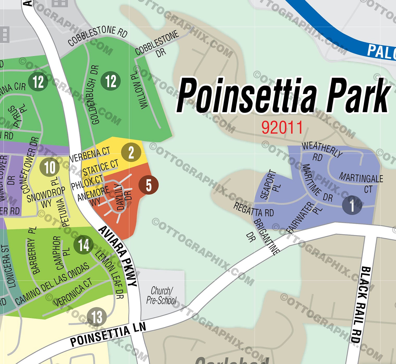 Poinsettia Park Map, San Diego County, CA