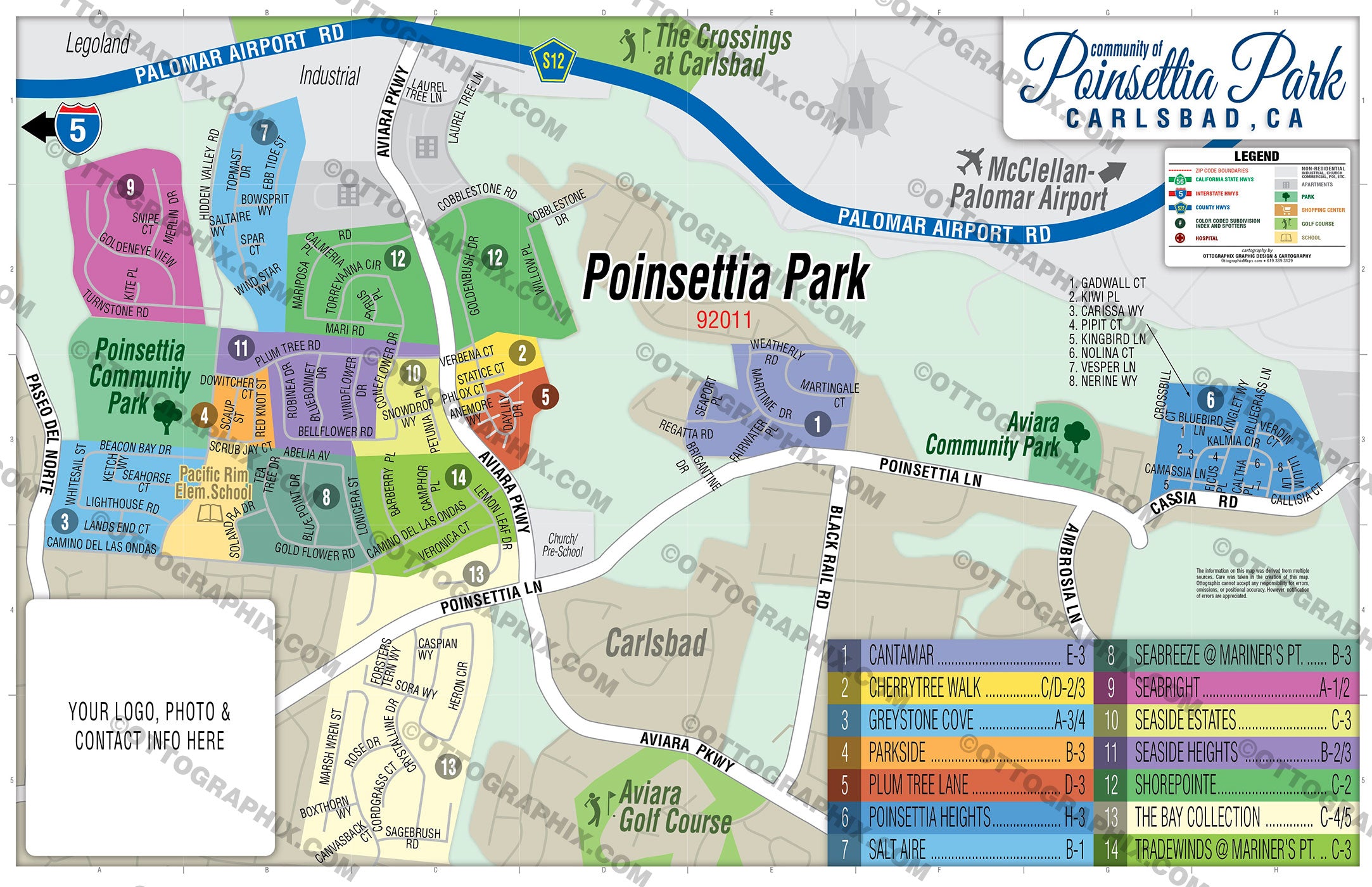 Poinsettia Park Map, San Diego County, CA