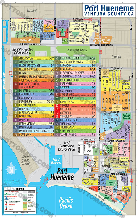 Port Hueneme Map - PDF, editable, royalty free